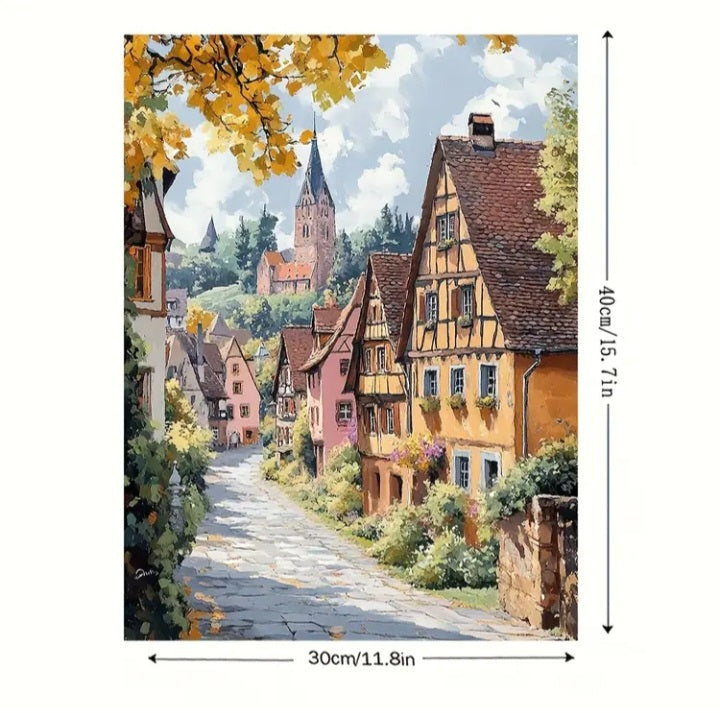 Impression d'art Village allemand 12 x 16 po.