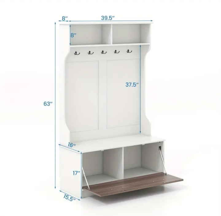 Banc d'entrée multifonctionnel avec rangement fermé