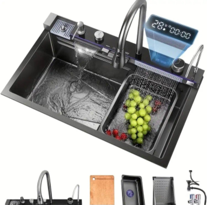 Ensemble d'évier de cuisine moderne avec robinet