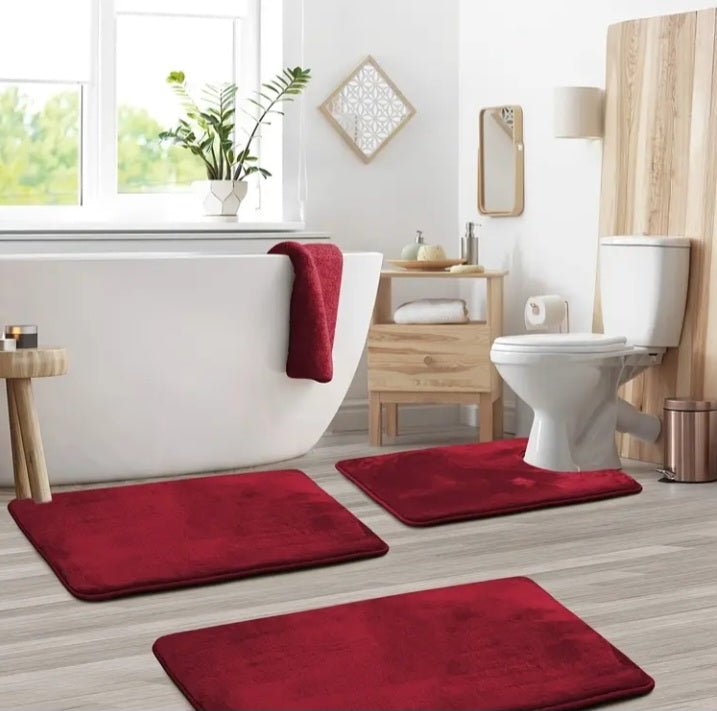 Ensemble de 3 tapis de bain en mousse à mémoire de forme
