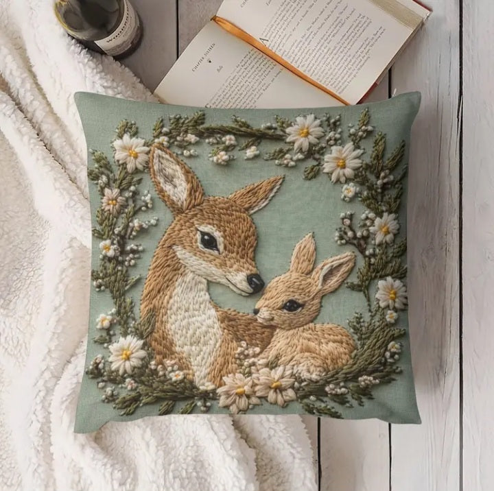 Housse de coussin en polyester brodée