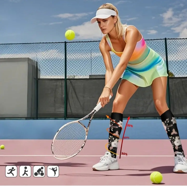 6 paires de bas de compression à motifs pour elle