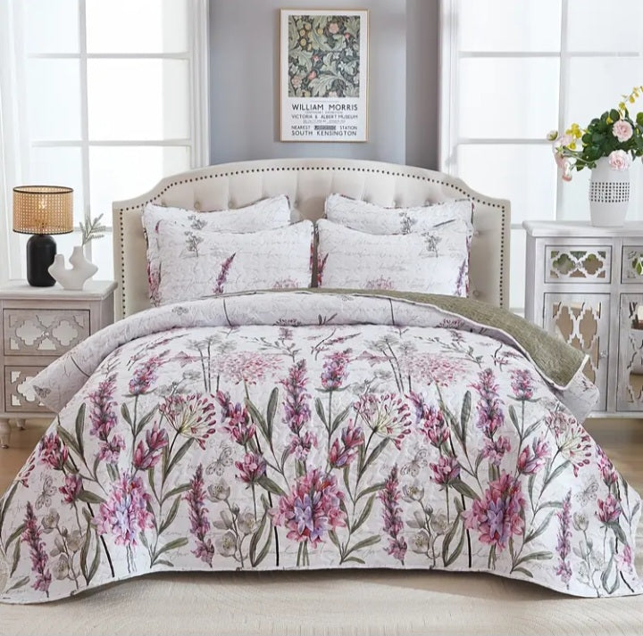 Ensemble de courtepointe à imprimé fleuri