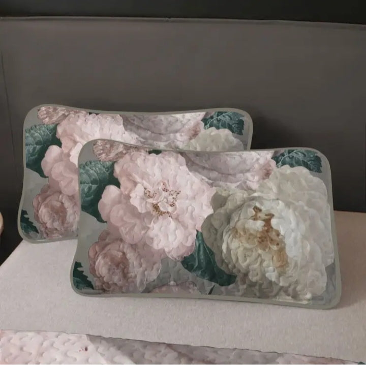 Ensemble de couvre-lit double floral vert de gris