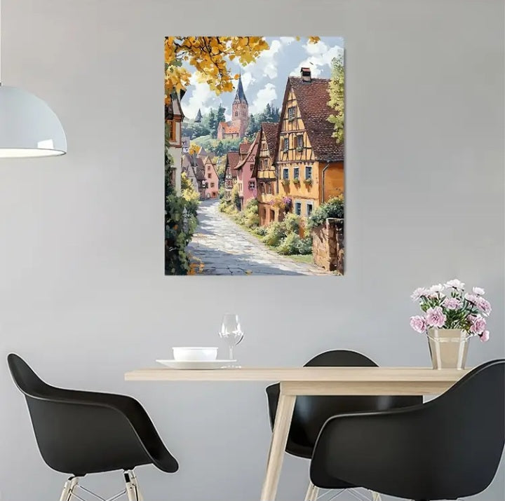 Impression d'art Village allemand 12 x 16 po.