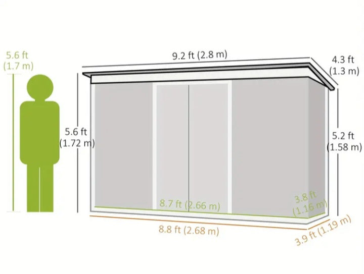 Remise de jardin Outsunny de 9 x 4 pieds