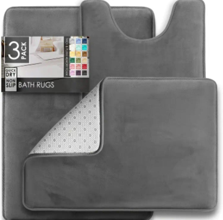 Ensemble de 3 tapis de bain en mousse à mémoire de forme