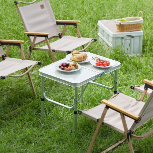 Table de camping pliante en aluminium et MDF