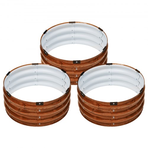 3 boîtes de jardin rondes en acier galvanisé