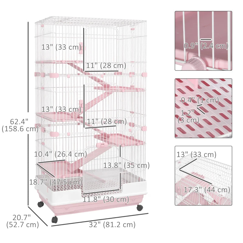 Cage pour petits animaux Pawhut à 6 niveaux