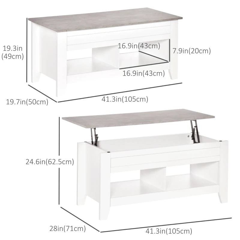 Table basse à rangement avec plateau relevable