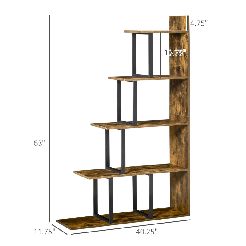 Bibliothèque à 5 tablettes de style industriel