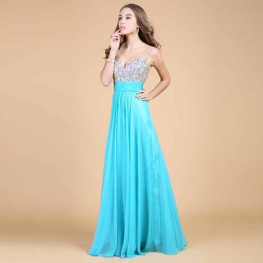 Robe de soirée longue en mousseline de soie