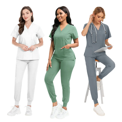 Uniforme de soins de santé 2 pièces unisexe avec pantalon jogger