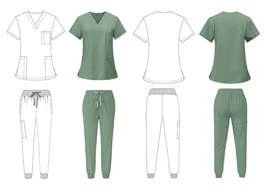 Uniforme de soins de santé 2 pièces unisexe avec pantalon jogger