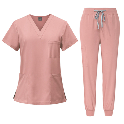 Uniforme de soins de santé 2 pièces unisexe avec pantalon jogger