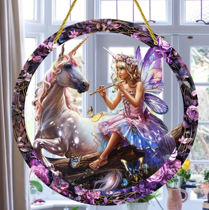 Vitrail fée et licorne