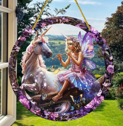 Vitrail fée et licorne