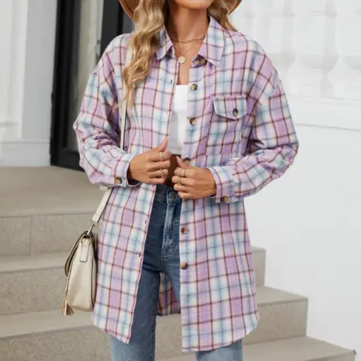 Chemise à carreaux pour dames