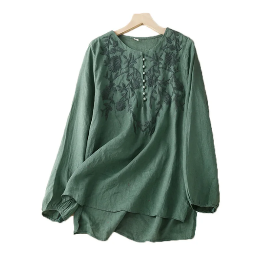 Délicate blouse en lin à broderie