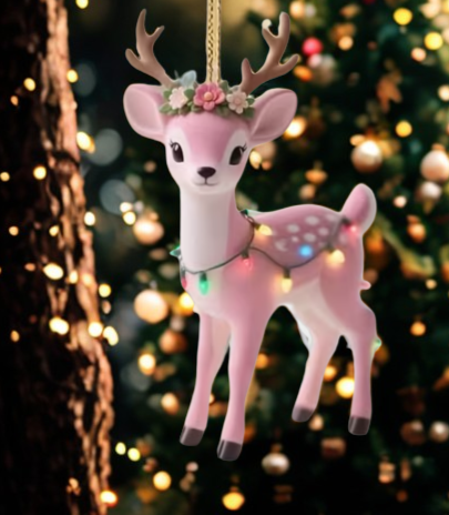 Décoration d’arbre Faon rose 2D