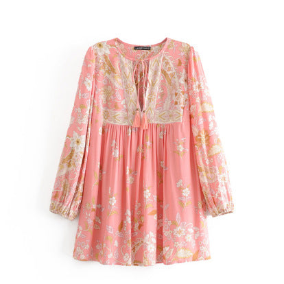 Tunique bohème rose à franges