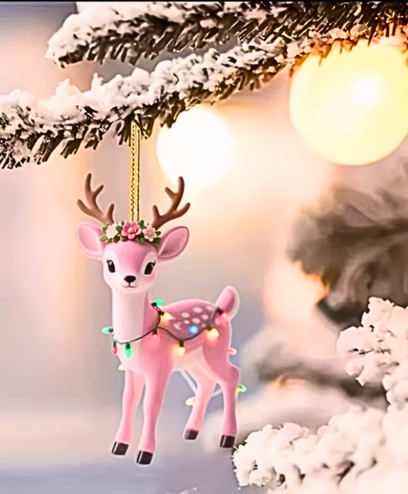 Décoration d’arbre Faon rose 2D