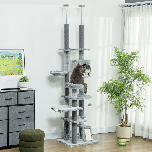 Arbre à chat ajustable plafond-plancher de Pawhut