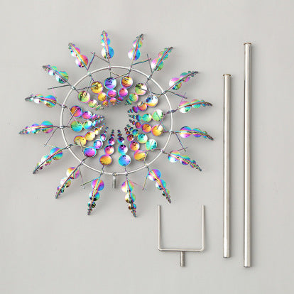 Moulin à vent en métal à verre multicolore