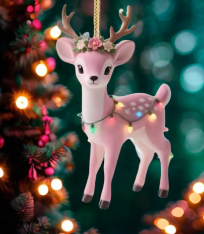 Décoration d’arbre Faon rose 2D