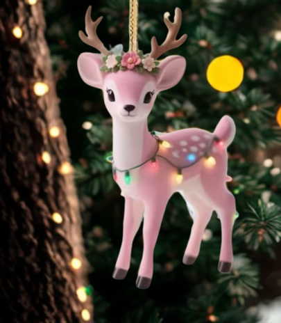 Décoration d’arbre Faon rose 2D