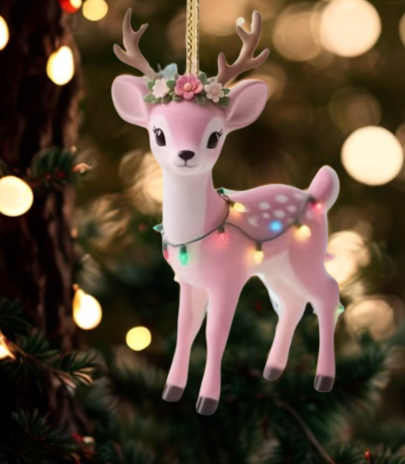 Décoration d’arbre Faon rose 2D