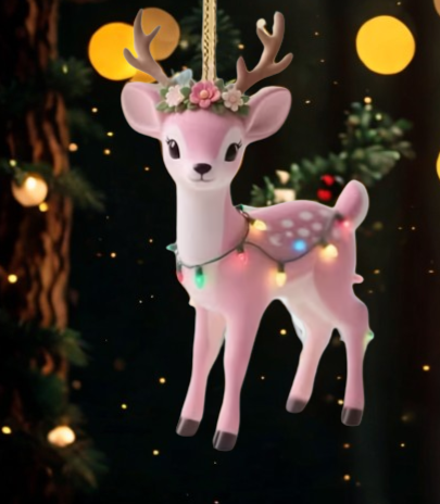 Décoration d’arbre Faon rose 2D