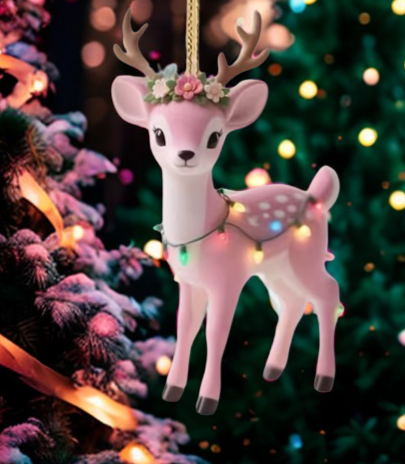 Décoration d’arbre Faon rose 2D