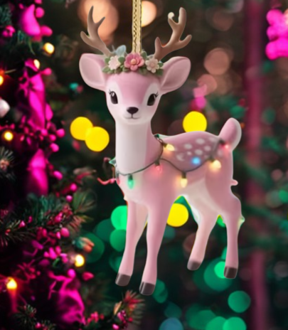 Décoration d’arbre Faon rose 2D