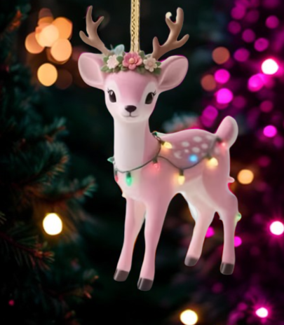 Décoration d’arbre Faon rose 2D