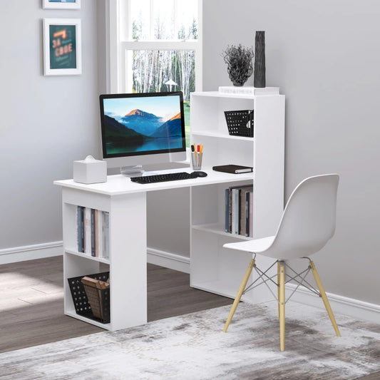 Bureau de travail blanc avec bibliothèques