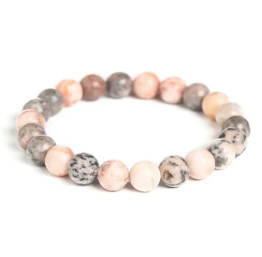 Bracelet en jaspe zèbre rose