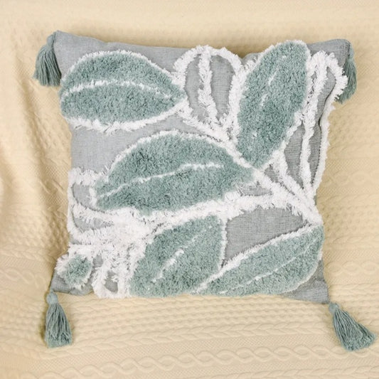 Housse de coussin à motif feuilles
