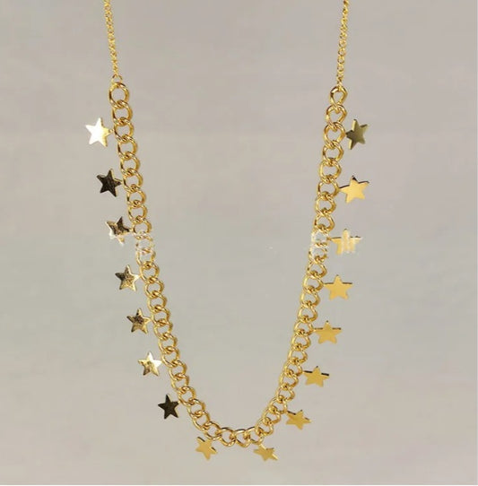 Collier en titane à étoiles dorées