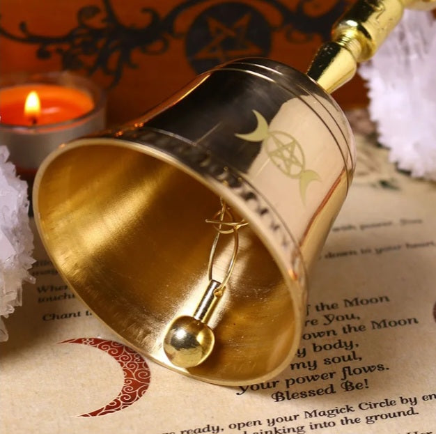 Cloche d'autel en cuivre à gravure 3 phases de la Lune