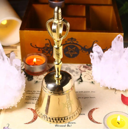 Cloche d'autel en cuivre à gravure 3 phases de la Lune