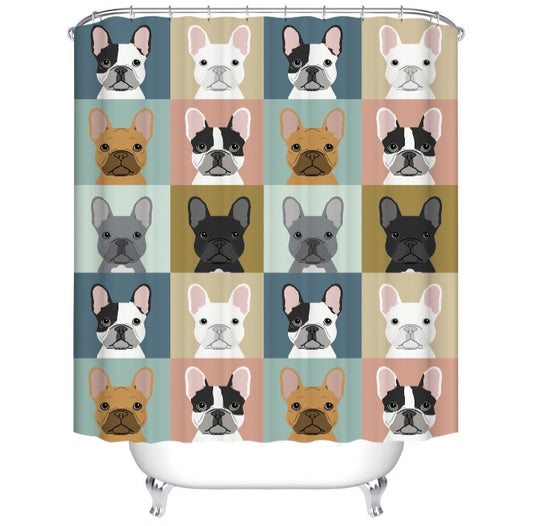 Rideau de douche en tissu Boston Terriers