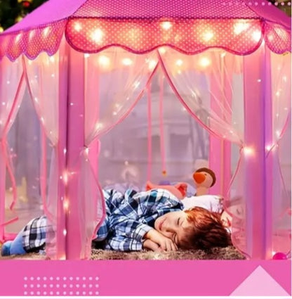 Tente de jeu rose pliable avec lumieres