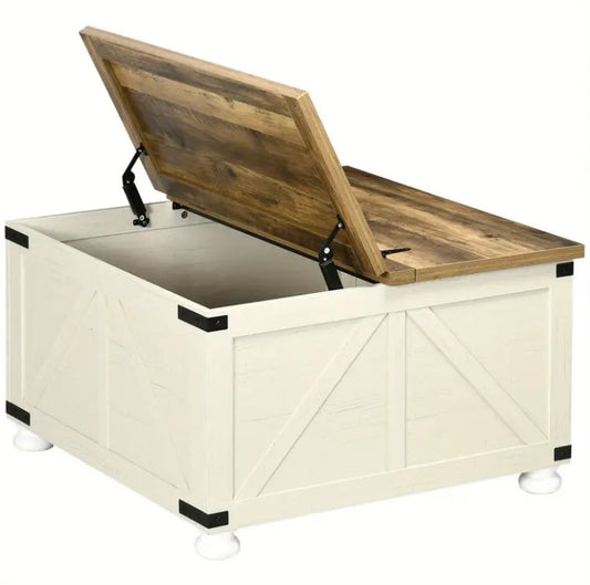Table basse à vaste rangement de style farmhouse