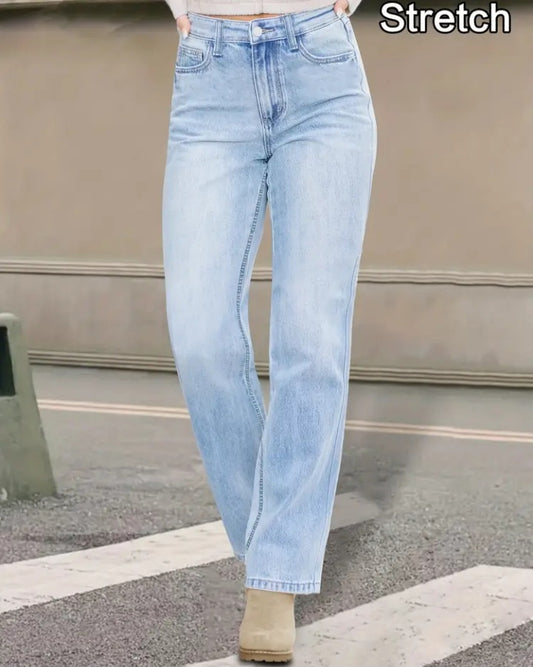 Jeans en denim extensible à coupe droite