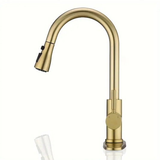 Robinet de cuisine doré avec douchette