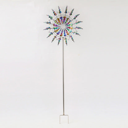 Moulin à vent en métal à verre multicolore