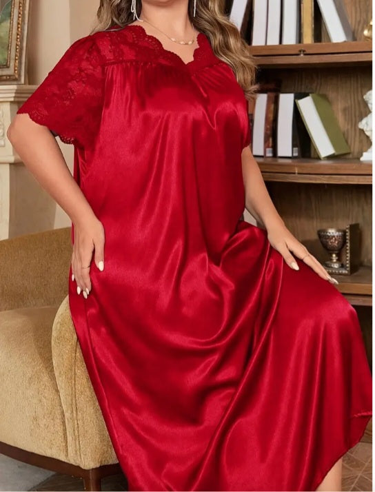 Robe d'intérieur luxueuse en satin (grande taille)