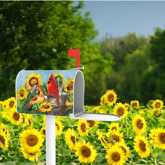 Couverture de boîte aux lettre Cardinaux et tournesols